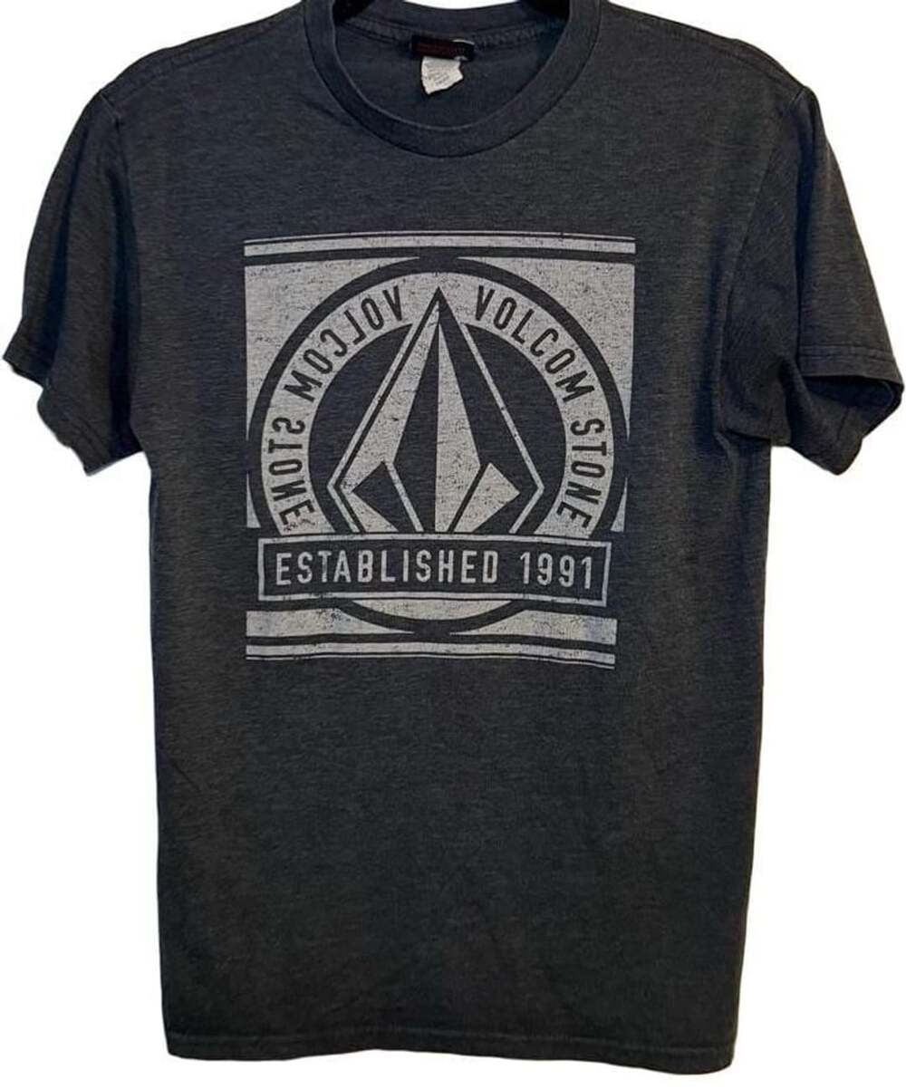 Volcom Stone T-Shirt Size S Charcoal Gray Graphic Logo Tee